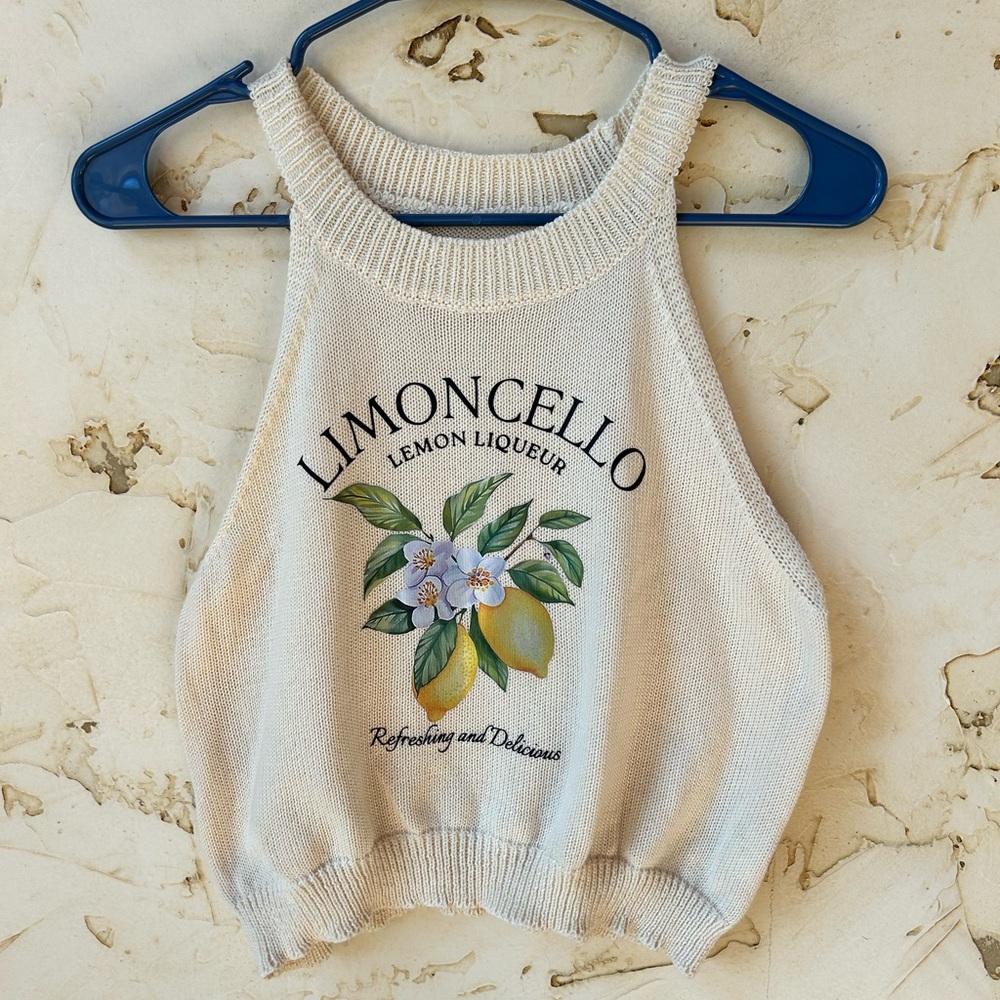 Limoncello Lemon Liqueur Halter Top Y2K Top Size Medium EUC Soft Yellow - Picture 2 of 7